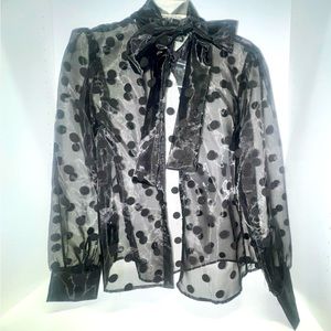 Sheer polka-dot dress shirt